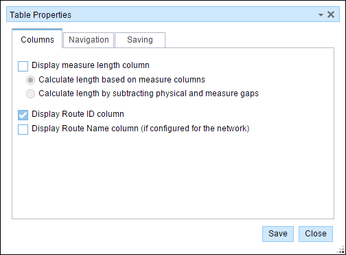Columns tab Columns tab
